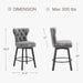 Counter Height Barstools 26 Inch Upholstered Button Tufted Swivel Bar Stools with Back and Wood Legs for Kitchen Island,Set of 2,Grey-Nailhead Trim