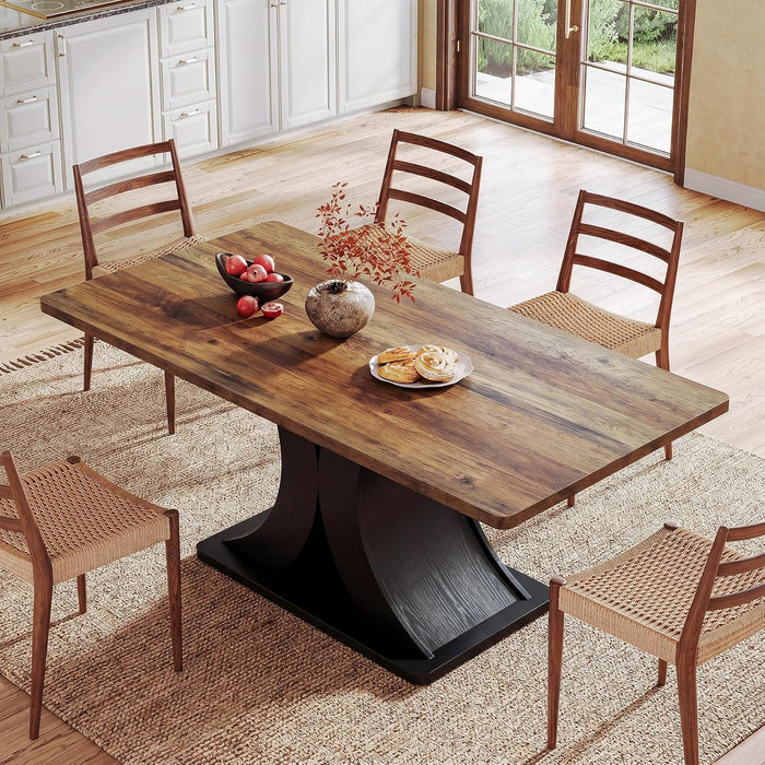 55 Inches Engineered Farmhouse Dining Table EbonyTone