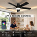 42" RGB Ceiling Fans with Lights, Low Profile Ceiling Fan with Light, RGB+3CCT 6 Wind Speeds, App & Remote Control, Flush Mount LED Fan Light, Fandelier Ceiling Fan for Bedroom, Living Room