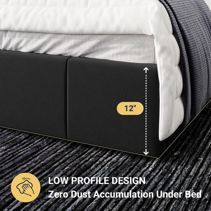 Full Size Dutch Velvet Upholstered Platform Bed Frame, Black