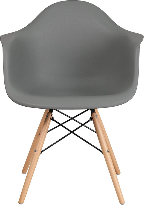 Alonza Series Moss Gray Plastic Chair with Wooden Legs