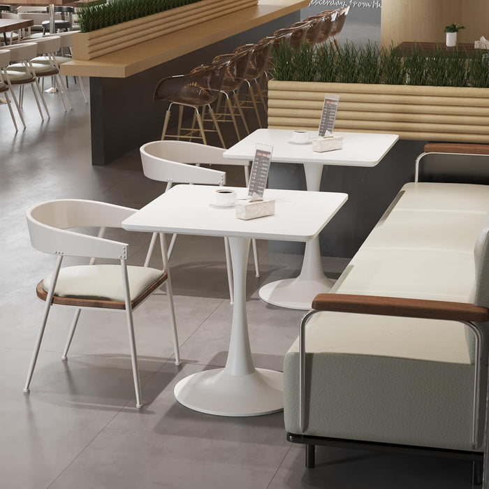 White Tulip 24Inch DiningTable WoodTopPedestalBase