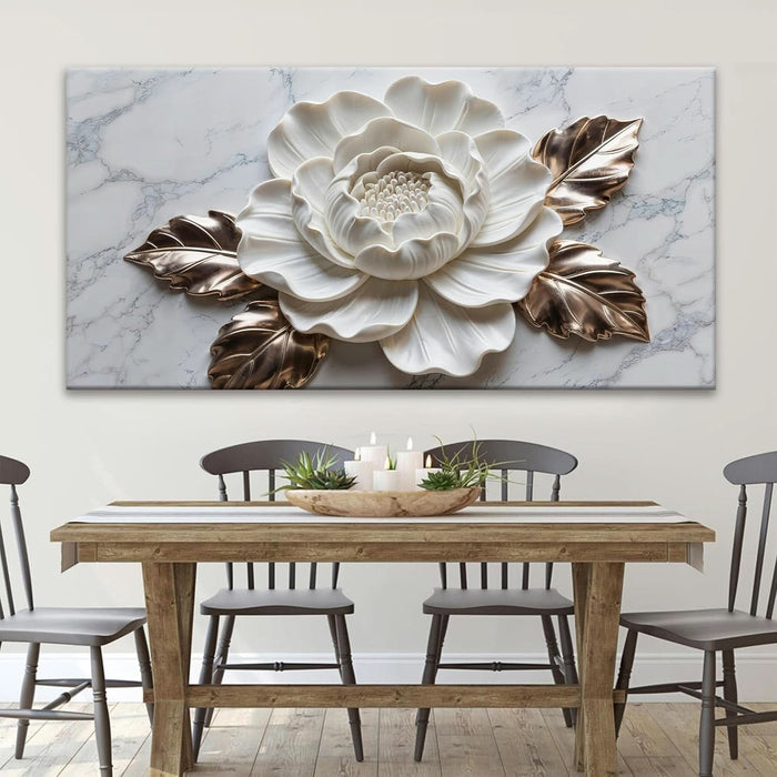 Canvas Wall Art Living Room Home Wall Decor Modern White Flower Canvas Art Wall Decor 29 X 58 Inches Large Wall Art Elegant Marble Texture Picture for Bedroom Office Artwork