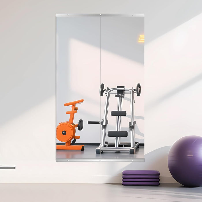 Home Gym Mirror for Wall, 55" X 16" X 2PCS Frameless Full Length Mirror