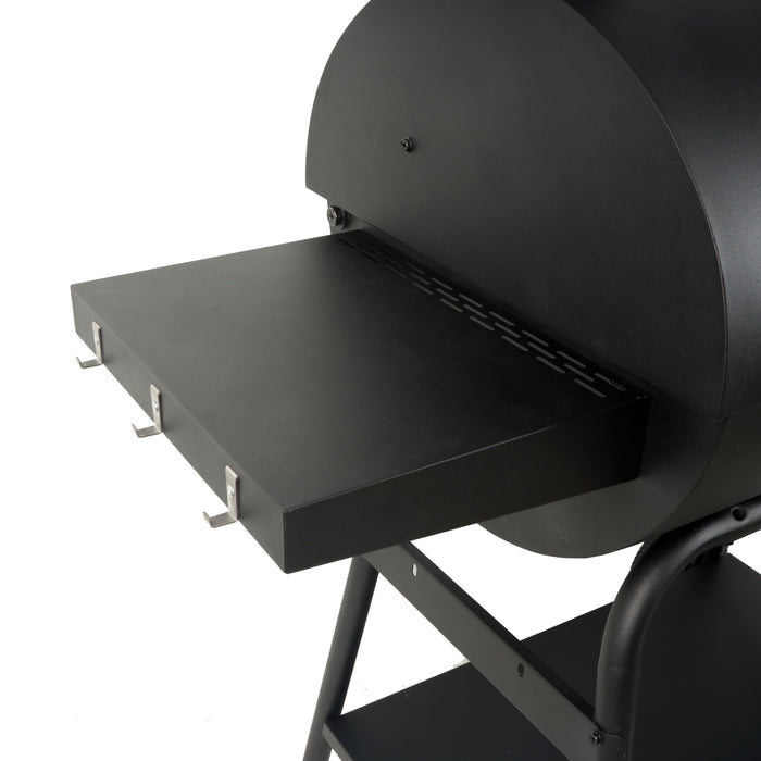 28" Offset Steel Charcoal Smoker Grill with Side Firebox, Black, New