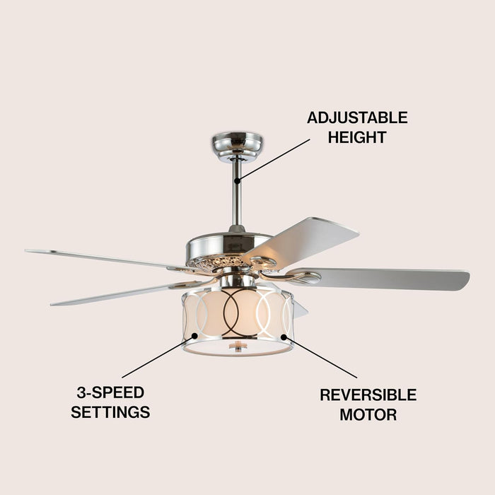 Contemporary Reversible Chrome Lighting Ceiling Fan