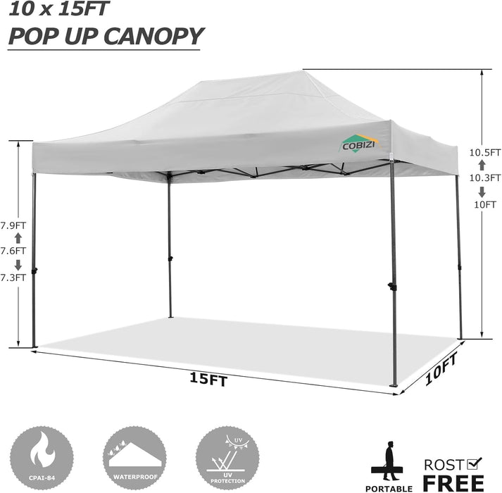 10x15 Ft Pop Up Canopy Tent WaterproofHeavyDutyOutdoorShelter4Sidewalls
