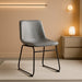 Dining Chairs Set of 2, 18 Inch Modern Armless Dining Chair with Back, Faux Leather Kitchen Dining Room Chair with Metal Legs for Home, Bistro Coffee Shops (Grey)