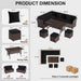7 Pieces Patio Furniture Set, Patio Sectional with Dining Table & Ottoman