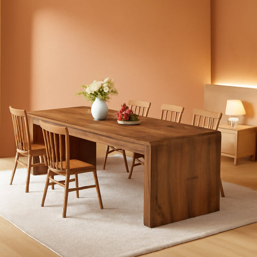 Solid Wood Dining Table for 6/8/10 79-Inch Long Kitchen Table, Farmhouse Rectangular Dining Room Table for Kitchen, Living Room, Home Office, Walnut Brown