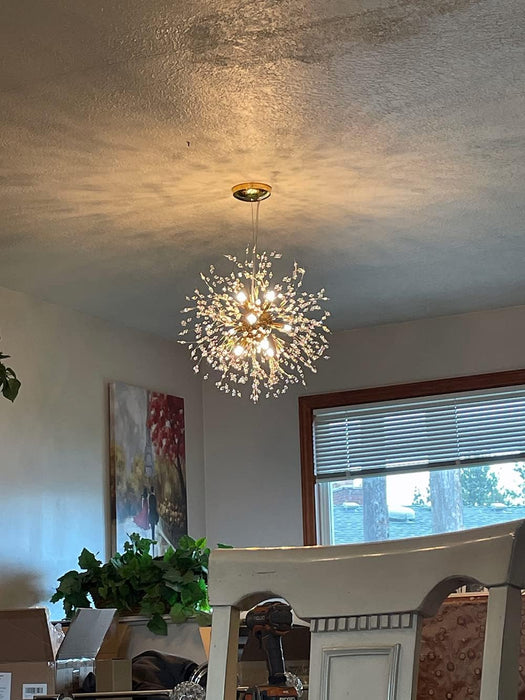 Gold Nine Light Crystal Chandelier Pendant Lighting