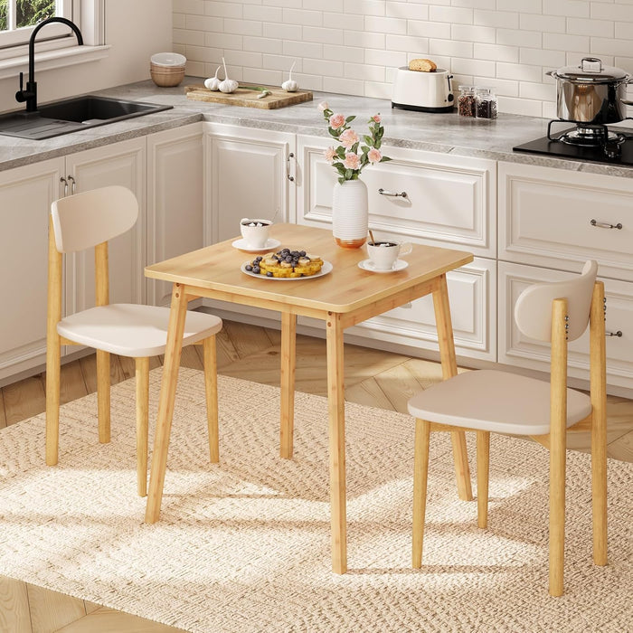Natural Bamboo Square Dining Table EasyToAssemble TwoSeater