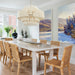 White Chandelier Large Rattan Lights for Living Room 8-Light