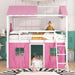 FullSizeFurniture Wooden Bunk Bed Pink PlayhouseStructure