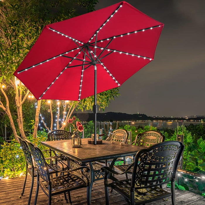 USA 10-Year-Non-Fading Solar Market Umbrella with 80 LED Lights Patio Umbrellas Outdoor Table Umbrella with Ventilation