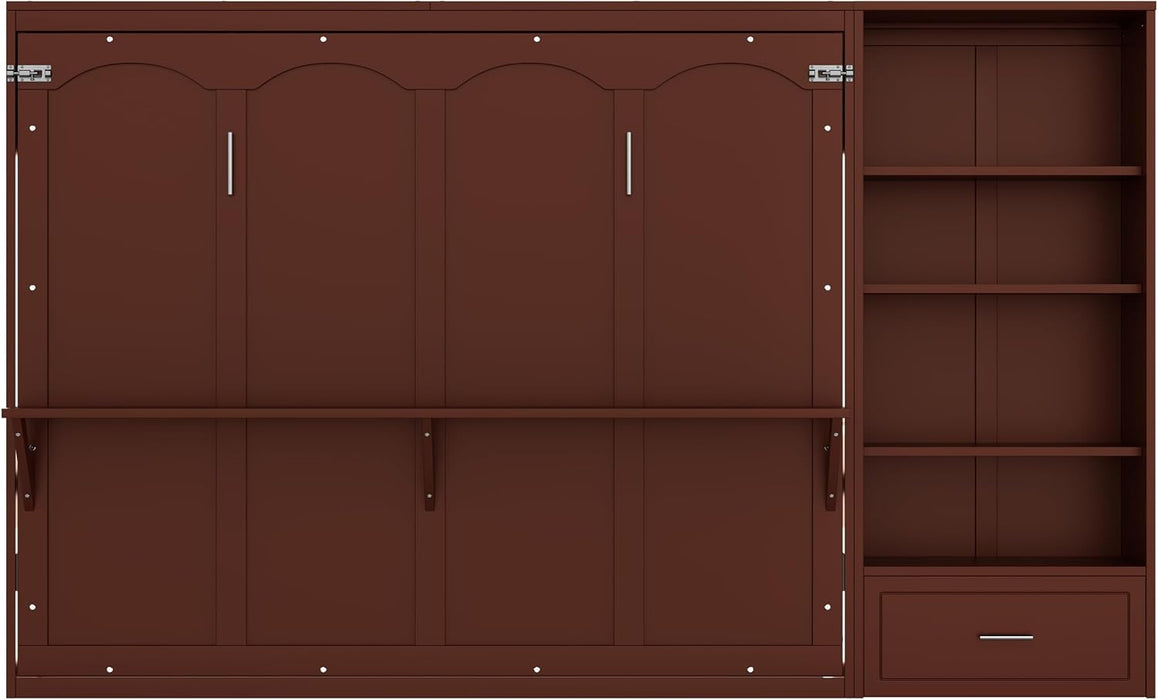 Queen Horizontal Murphy Bed With Desk WalnutFinish