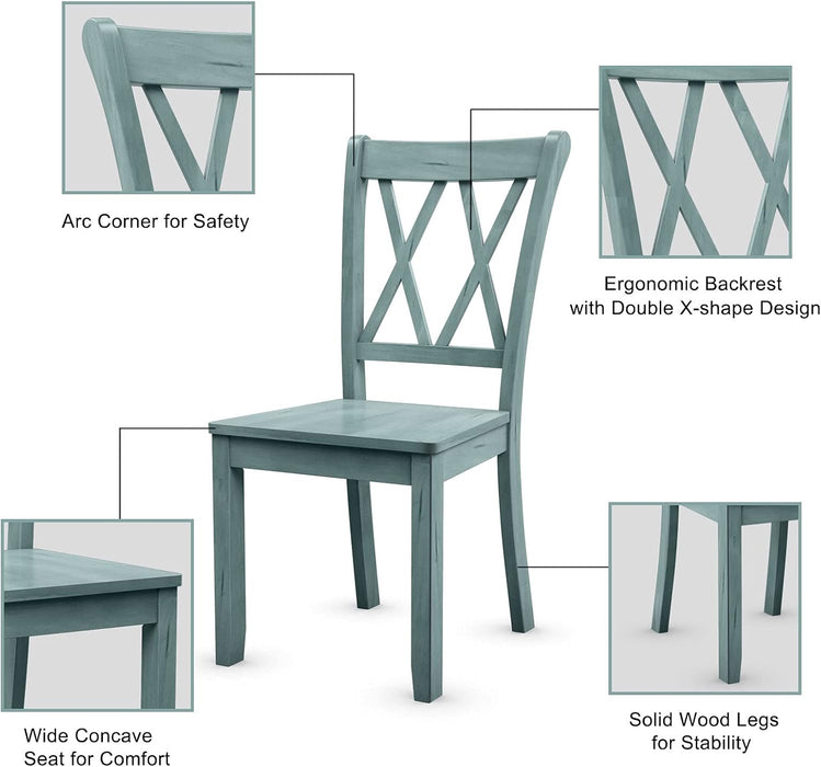 Set of 2 Dining Chairs, Rubber Wood Dining Room Chair, Farmhouse Dining Side Chairs, Max Load 400 Lbs, Wooden Kitchen Chairs for Home Kitchen, Dining Room