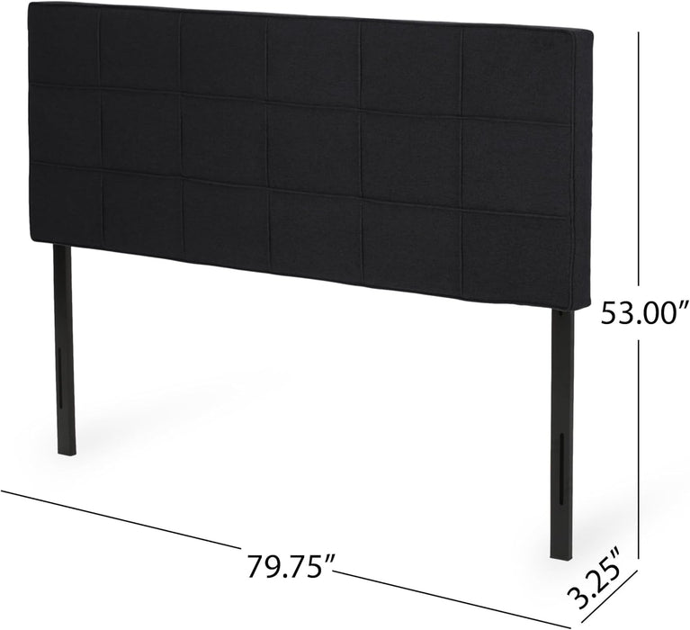 King Size Upholstered Headboard with Tufted Waffle Stitching Design, Adjustable Height, Modern Style, Perfect for Bedroom (Black)