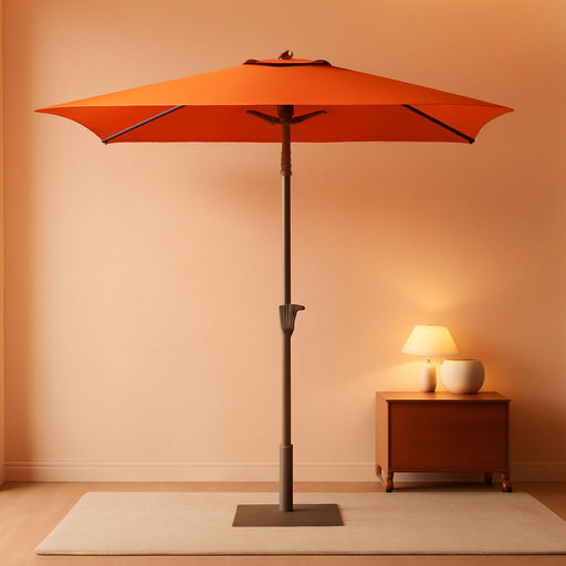 6.6 X 10 Ft Rectangular Patio Umbrella, Outdoor Market Table Umbrella with Push Button Tilt and Crank, Double-Tier Vent, 6 Ribs, Rectangle Patio Umbrella for Backyard, Deck, Pool, Fits 4–6 Chairs and Tables (Orange)