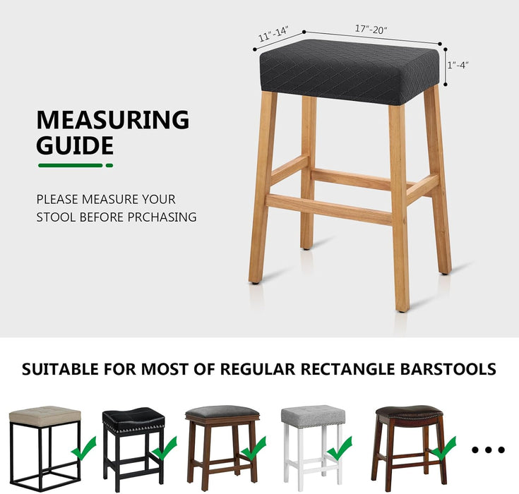 Stool Covers Rectangle - 2 Pack Stretch Waterproof Saddle Seat Cover Counter Bar Stools Bar Chairs Covers Kitchen Island Chairs Cushion Protector