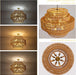 28.7In Large Rattan Chandelier 8-Light Gold Boho Rattan Chandelier