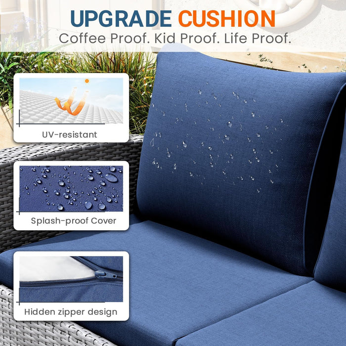 4 Piece Outdoor Wicker Patio Furniture Set for All Weather