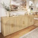63" Fluted Buffet Cabinet, Oak Credenza with Adjustable Shelf