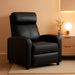 Recliner Chair Single Reclining Sofa Home Theater Seating with Lumbar Support and Padded Backrest for Living Room and Bedroom (Leather, Black)