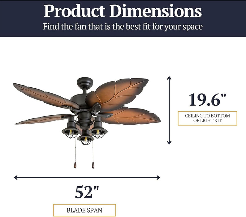 Tropical Bronze 52 Inch Ceiling Fan With Remote