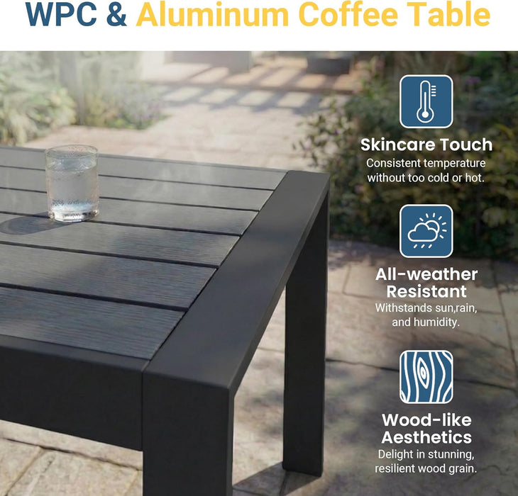 Aluminum Patio Furniture Set for All Weather, Oversized Metal Outdoor Furniture Set with 27.5" Deep Seat and 10" Back Cushion, Patio Conversation Sets with Wide Armrest, Light Gray