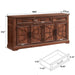 66" Farmhouse Buffet Cabinet with Storage, Sideboard Credenza, Carved Cloud-Inspired Doors, 3 Drawers & Adjustable Shelves, Coffee Bar Cabinet, Dark Brown