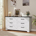 Dresser for Bedroom, Farmhouse 6 Drawers Dresser, Chest of Drawer Chest, Multi-Tier Clothing Storage Cabinet, White and Black