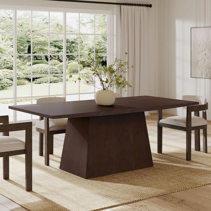 Coadz 82 Inch Wooden Dining Table, Modern Rectangular Kitchen Dinner Table for 6-8 People, Pedestal Wooden Dining Furniture for Kitchen Office Conference Room, Espresso Brown