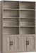 Bookshelf and Bookcase with Doors, 6 Tier Double Wide Large Bookshelves, Open Display Shelves, 73'' Tall Bookshelf with Storage Cabinets for Home Office, Living Room, Library, Wash Gray