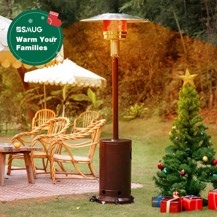 48,000 BTU Propane Heater Outdoor Patio Heaters with Wheels, Patio Heater Deck Porch for Outdoor Use Camping Backyard Commercial,Double-Layer Stainless Steel Burner, 87" H