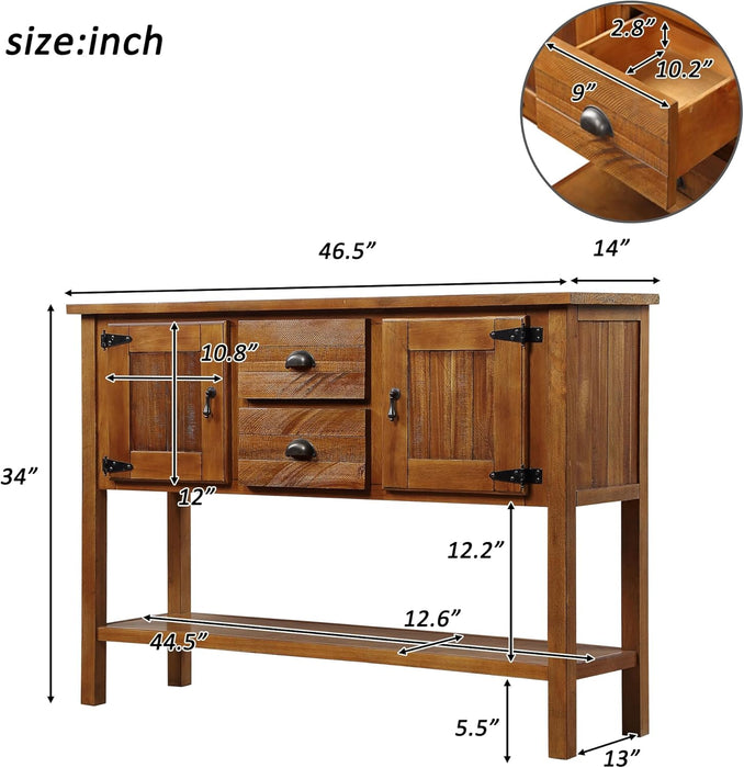 Brown Rustic Wood Sideboard 46Inch Storage Cabinet