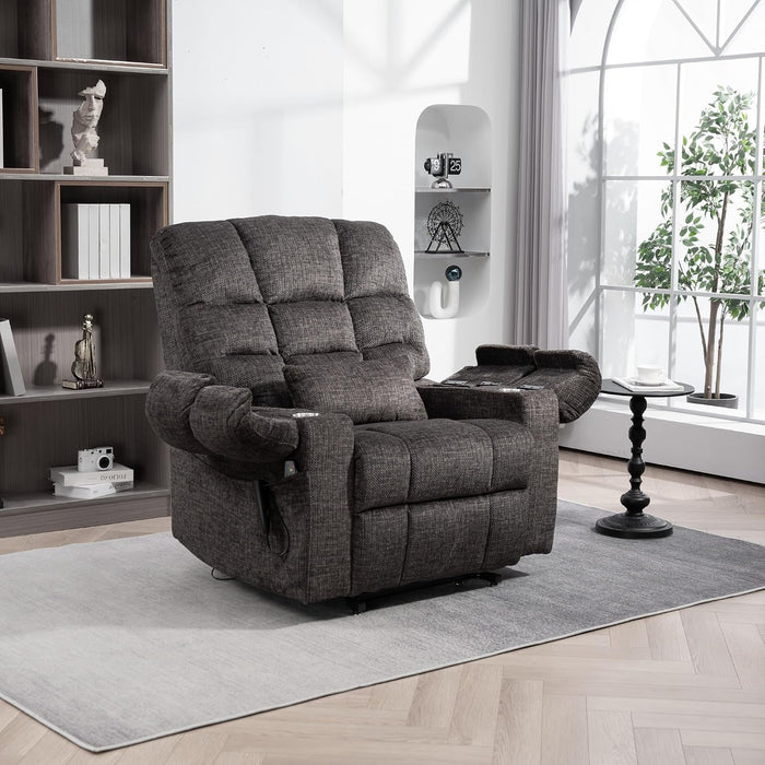 Oversized Power Lift Recliner Big Man 400Lbs, Extra Wide Recliner Chair with Lifts Vertically for Elderly, Features Cup Holder, Heat and Massage, Zero Gravity Lay Flat for Adults (Grey)
