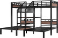 Metal Triple Bunk Bed JetBlackFinish IndustrialGrade