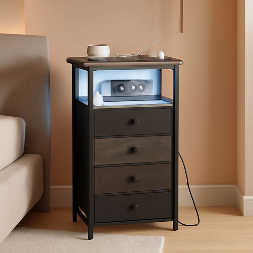 mini dresser nightstand Narrow Dresser Nightstand With Led Charging Station