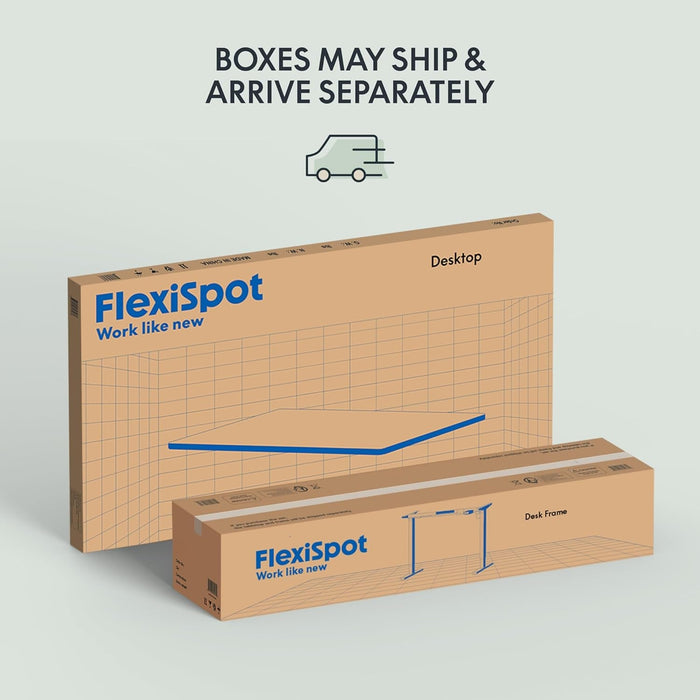 EN1 One Piece Standing Desk, 48 X 24 Inch Desktop Electric Adjustable Height Desk Home Office Computer Workstation Sit Stand up Desk (White Frame + Black Top, 2 Packages)