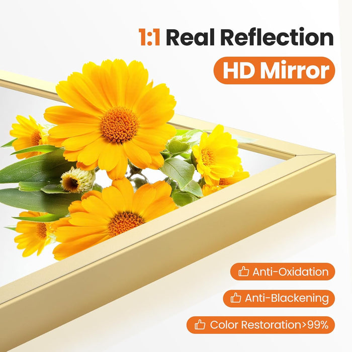 24"X36" Arched Gold Bathroom Mirror Wall Mounted Vanity Metal Frame Mirror for Bedroom, Entryway, Living Room