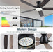 52 Inch Brown Modern Ceiling Fans with Lights, Low Profile Ceiling Fan with Remote/App Control, DC Reversible Motor, Dimmable LED Ceiling Fans for Bedroom,Indoor/Outdoor