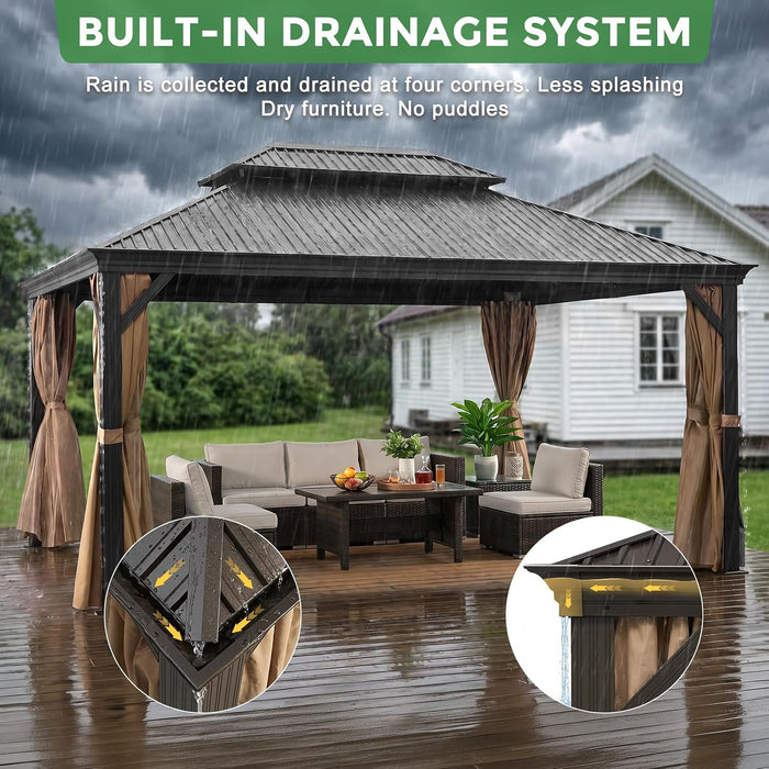 12x16 Hardtop Gazebo With Drainage System Weatherproof