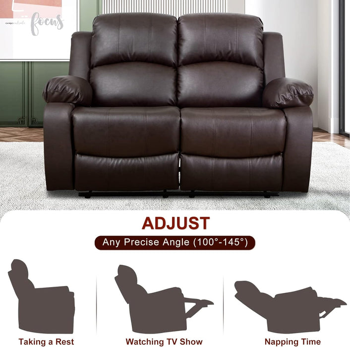 Luxury Recliner Sofa Living Room Set Reclining Sofa and Loveseat Chair Sets Living Room Furniture Sets Recliner Couches for Living Room/Office (A-Brown Leather, 3 Piece Set)
