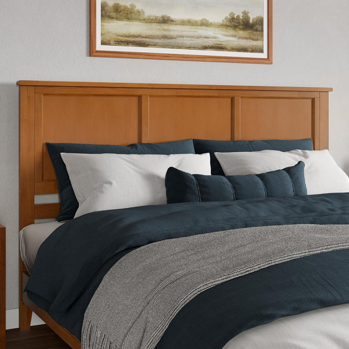, Charlotte King Solid Wood Low Profile Platform Bed, Light Toffee