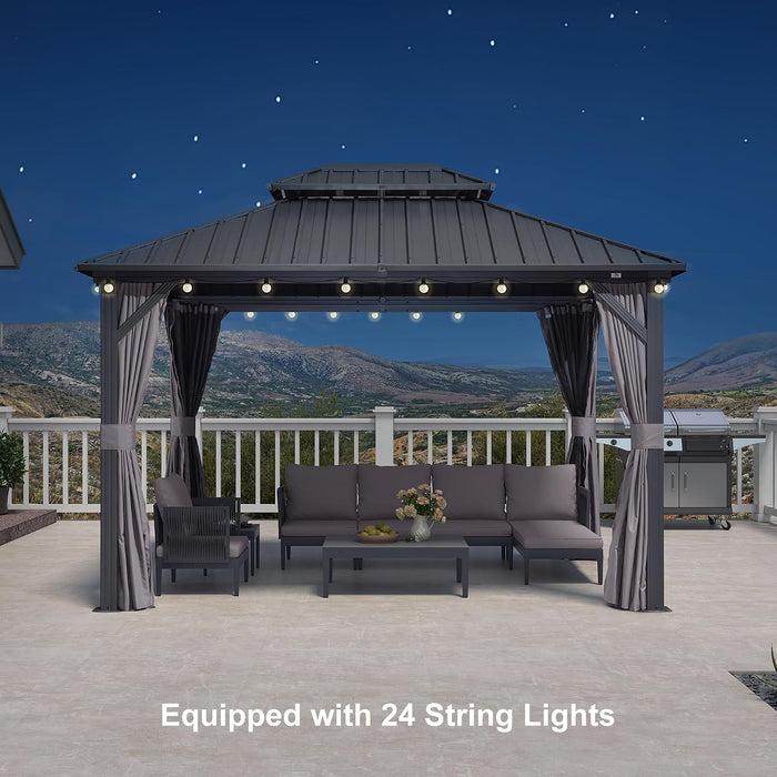 10x12 Durable Gazebo With UV Weatherproof Aluminum