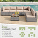 Patio Furniture Set, Outdoor Patio Furniture Wicker Furniture Couch Set, 7-Pieces Outdoor Sectional Sofa with Patio Furniture Cover, Outdoor Patio Set for Home Furniture (Khaki)