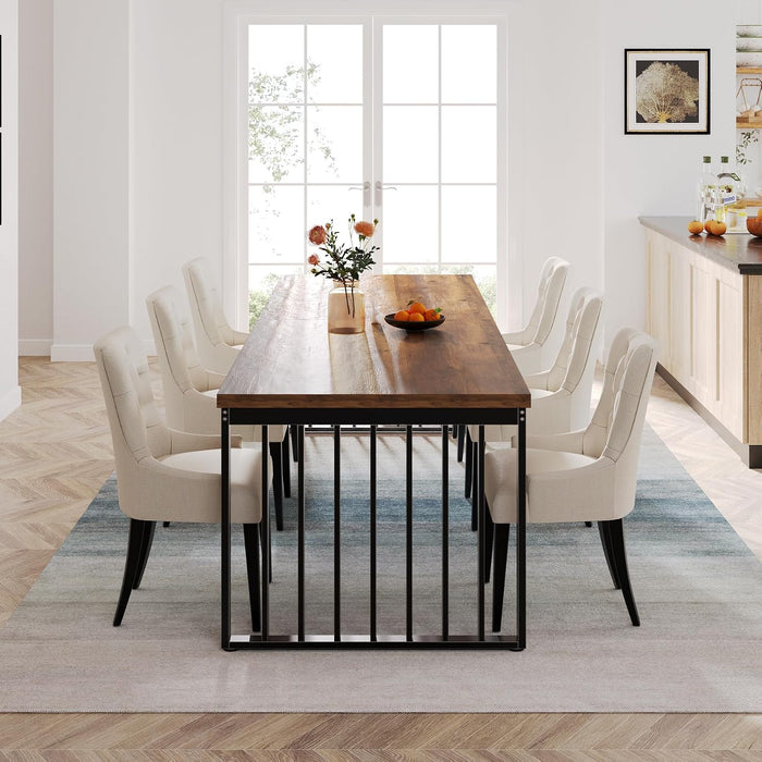 Tribesigns Industrial Dining Table for 6-8 Person, 78.74" Long Rectangle Dining Table Wood Kitchen Table with Heavy Duty Metal Frame for Living Room and Dining Room (Brown & Black)
