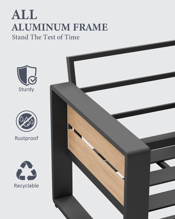 Aluminum Outdoor Patio Furniture-1 Pcs 3-Seat,Dark Gray