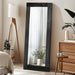 58X24In Full Length Mirror, Solid Wood Convex Frame, Black